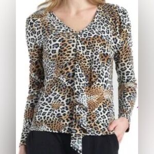 Clara Sunwoo Black & Brown Leopard Print Light Weight Blouse